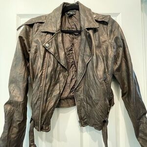 Forever 21 Metallic Brown Leather Jacket